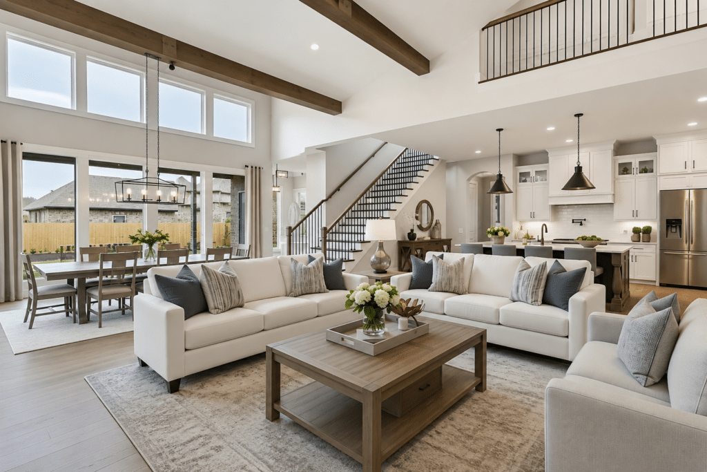 Luxury living room interior Staged living room interior in a Martinsville area home, featured with Tonya Bredamus's Virginia mortgage calculator